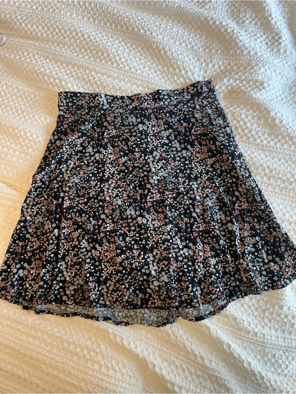 Dynamite Black Skater Skirt with Pink and White Floral Print
